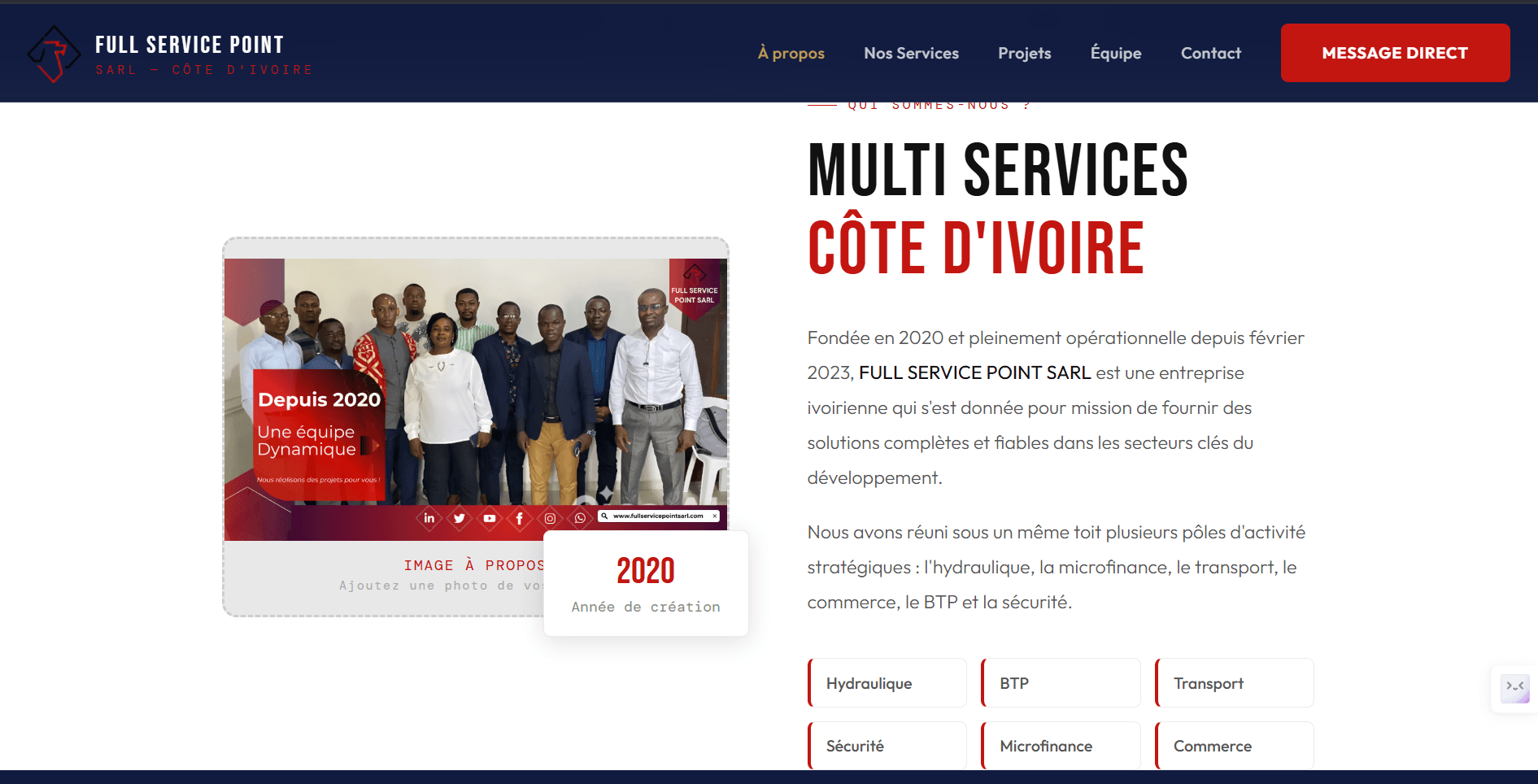Site Web Full Services Point SARL, Abidjan